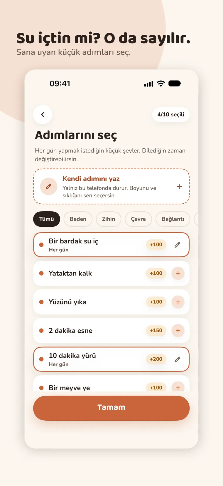 Günün adımları listesi