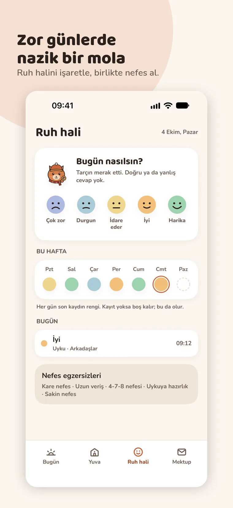 Ruh hali ve nefes molası ekranı