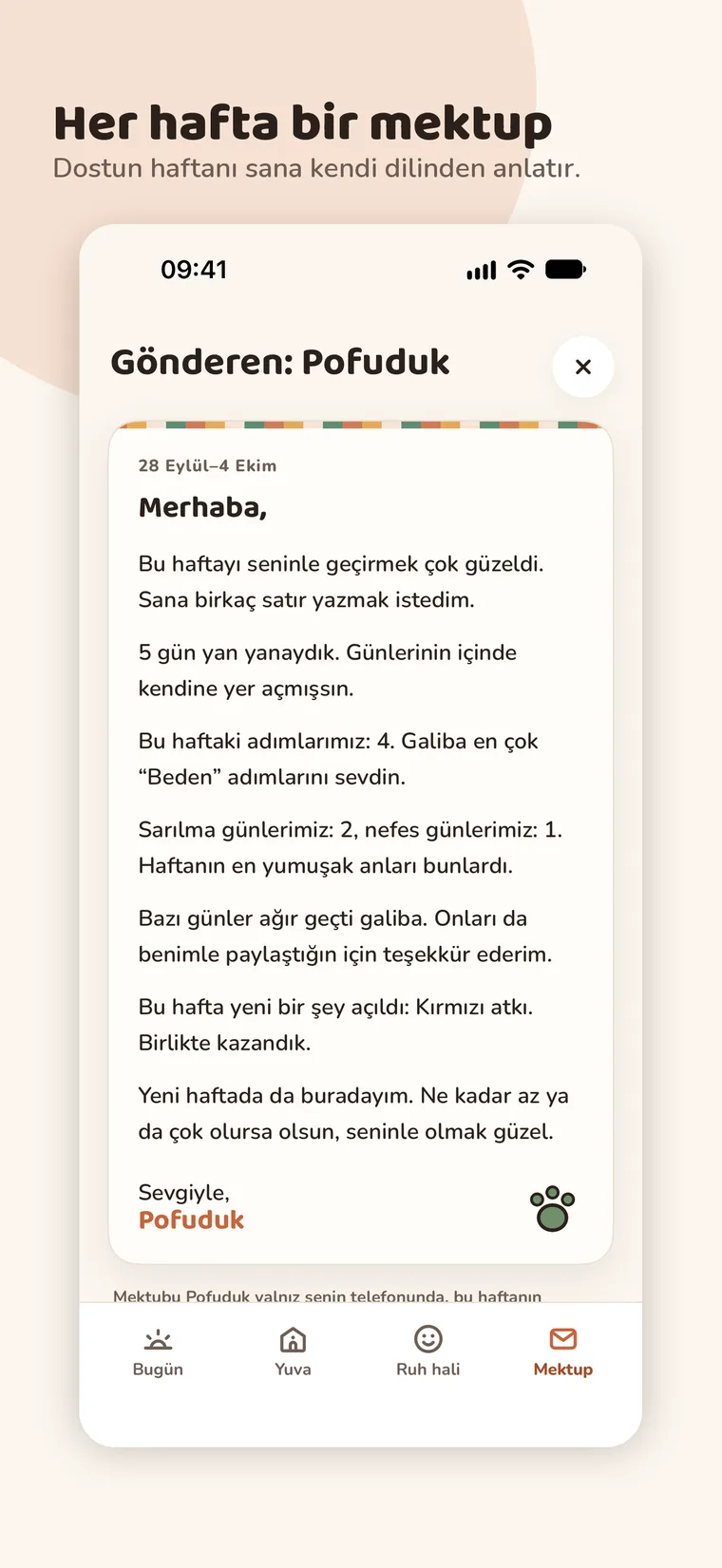Dostun yazdığı haftalık mektup